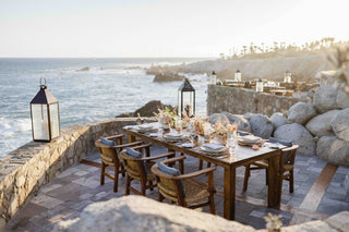 An intimate beachside magic hour dinner