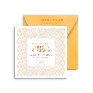 Twin Palms Collection Pattern Save the Date and Envelope